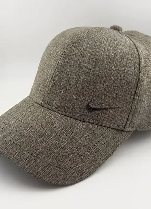 Кепка бейсболка nike літня з натурального льону, кавова, чоловіча
