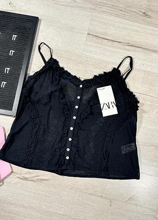 Натуральна майка, топ з вишивкою zara