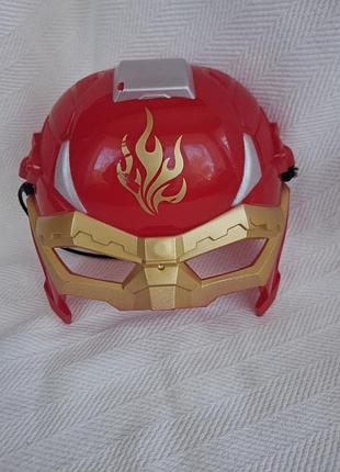 Маска «могутных рейнджеров», 18x19 см образ crimson thunder ranger из сериала power rangers ninja storm. костюм карнавальный