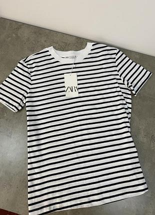 Женская базовая хлопковая футболка в полоску zara тельняшка зара