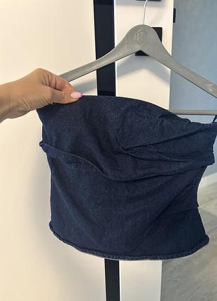 Джинсовий топ-бандо від бренду zara