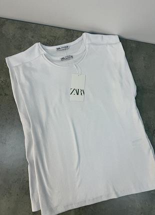 Женская белая футболка борцовка zara футболка без рукавов хлопковая зара