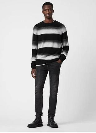 Чоловічий джемпер  вільного крою в смужку .allsaints arbour fade crew jumper .s.