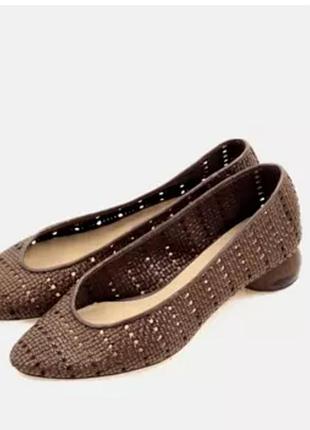 Плетенные туфли балетки massimo dutti