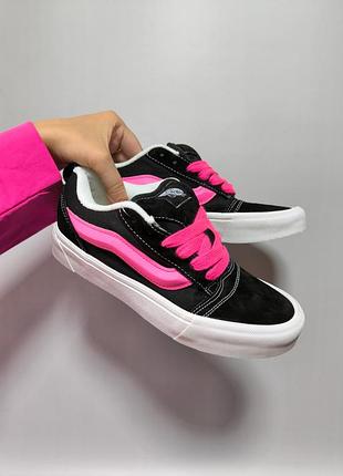 Стильные женские кроссовки vans knu skool black pink