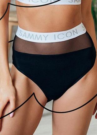 Трусы высокие sammy icon черного цвета с белой резинкой