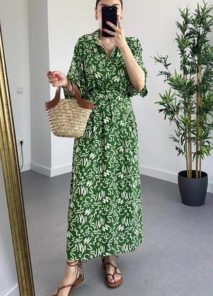 Шикарна довга зелена  сукня  з віскози zara
💫💫💫💫💫💫💫💫💫💫💫💫💫