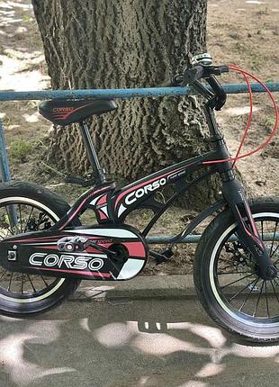 Дитячий велосипед corso super speed 16”, дискові гальма, у відмінному стані