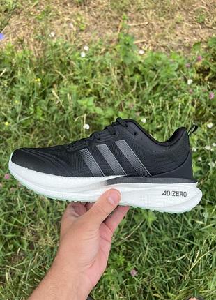 Чоловічі кросівки adidas adizero сітка чорно білі