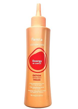 Скраб пілінг для шкіри голови fanola vitamins energy detox scrub, 195 мл