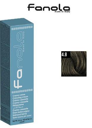 Крем-фарба для волосся fanola № 4.8 chestnut matte каштановый матовый, 100мл