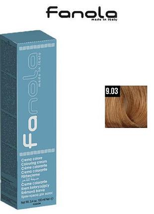 Крем-фарба для волосся fanola № 9.03 warm very light blonde теплий світлий блонд, 100мл