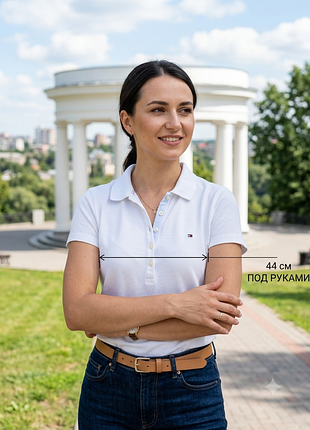 Брендова біла футболка-поло tommy hilfiger (оригінал)