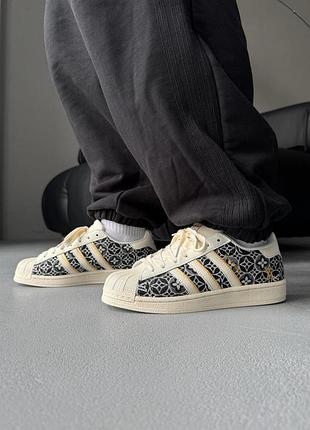 Кросівки жіночі adidas superstar x louis vuitton beige/black