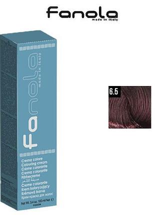 Крем-фарба для волосся fanola № 6.5 dark mahogany blonde темно русий червоне дерево, 100мл