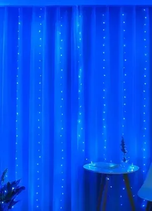 Светодиодная гирлянда штора 3*2 м синий 240 led 220в ma131 blue