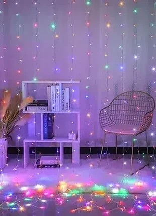 Светодиодная гирлянда штора 3*2 м мультик 240 led 220в ma131 multi