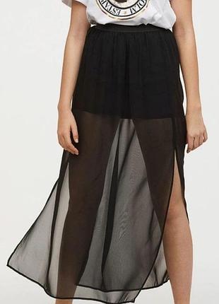 Довга жіноча спідниця h&m divided, чорна, розмір 36 (s)