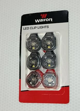Набір світлодіодних ліхтариків-кліпс walfort led clip lights (6 шт.) сигнальні маячки.