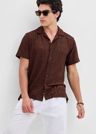 Стильна фактуреа сорочка шоколадного кольору h&m s