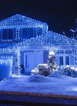 Вулична гірлянда 800 led діодів 50 метрів 220v зелений провід 800lwhite, білий
