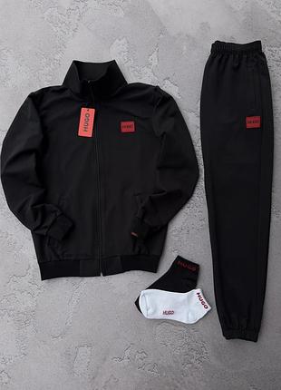 Костюм спортивный мужской черный hb black! спортивный костюм мужественный чёрный hb! материал двунить пенье! размеры s-2xl!