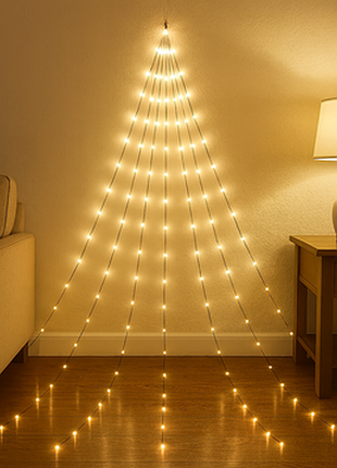 Светодиодная декоративная гирлянда "конский хвост" ma404warmwhite 220v 500 led 20 нитей, 2.5 м теплый белый