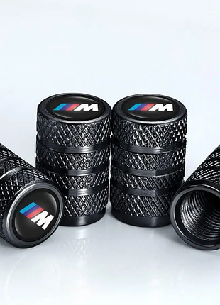 Набір ковпачків на ніпель з логотипом для bmw m серія 4 шт, ковпачки на клапани шин металеві пилозахисні чорні, для бмв