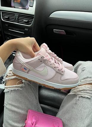 Nike dunk low teddy bear розовые замш
