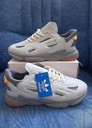 Кроссовки мужские кожаные белые высокие adidas forum