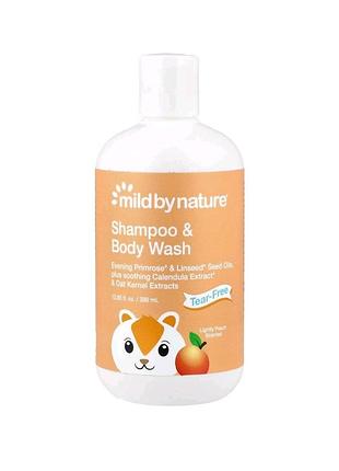 Дитячий шампунь «без сліз» та гель для душу 2 в 1 mild by nature 380 мл з ароматом персика