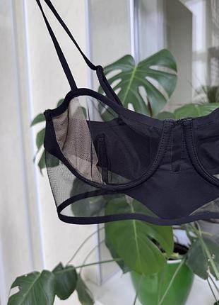 Чорний ліф з кісточкою zara lingerie