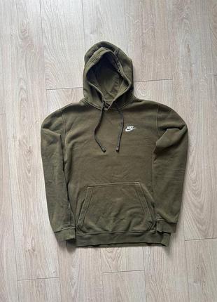 Худі nike club fleece оригінал оливкове хакі | чоловіча кофта найк з капюшоном мілітарі m