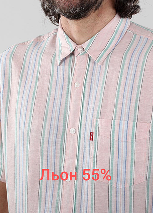 Классная летняя рубашка levis, лён 55%, size m, состояние отличное, плечи 45 подмышки 55 длина 70