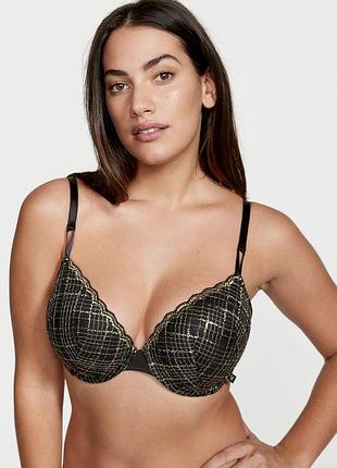 Бюстгальтер victoria`s secret черный с золотистым l, 80c