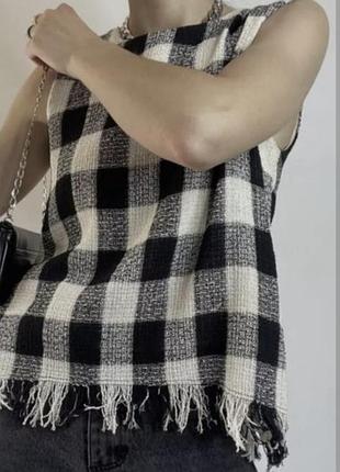 Твидовый топ zara в клетку