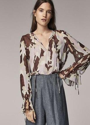 Блузка абстрактна massimo dutti напівпрозора xs віскоза