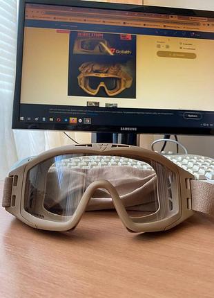 Тактическая маска-очки goliath tactical goggles с 3 сменными линзами, военные баллистические.