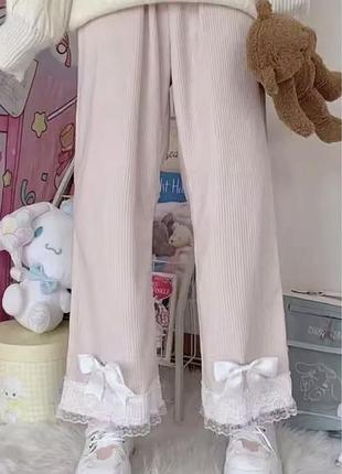 Милі рожеві штани з бантіками kawaii kei kawaii core