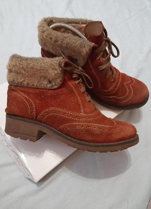 Замшевые ботинки оксфорды броги с отворотом