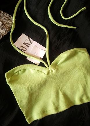 Салатовый летний топ zara