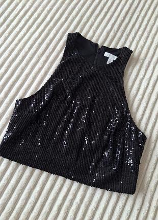 Топ черный женский в пайетки h&amp;m,euro s