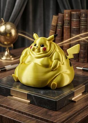 Мемный толстый пикачу 7х10 см / фигурка мем fat pikachu / забавный покемон