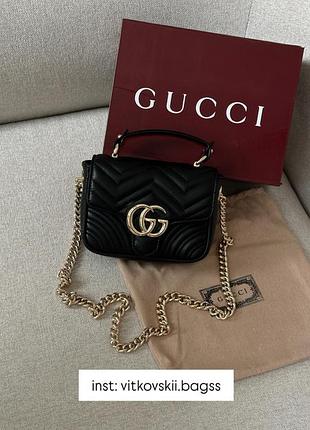 Сумочка gg marmont mini top handle bag in black🖤