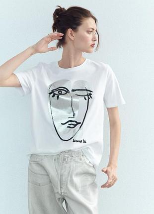 Біла футболка оверсайз zara