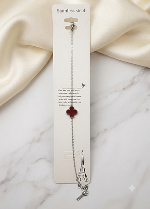 Стильный браслет клевера в стиле van cleef, нержавеющая сталь