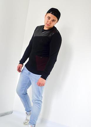 Capsize чёрный обтягивающий свитшот в стиле колор блок, кофта, джемпер, свитер