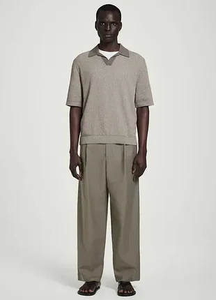 Брюки мужские cos wide-leg cotton-twill trousers / 46