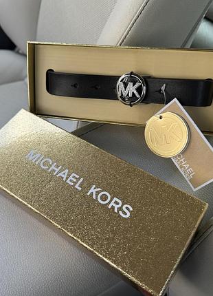 Ремінець шкіряний michael kors оригінал пряжка з логотипом в сріблі