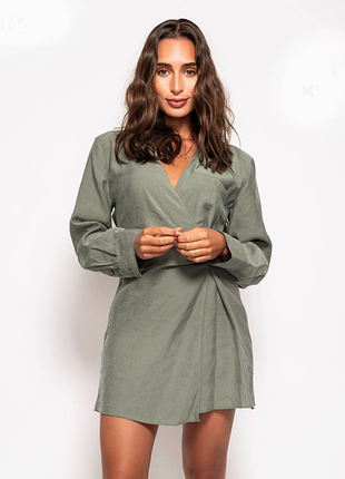 Zara, платье с длинным рукавом, фисташковый цвет